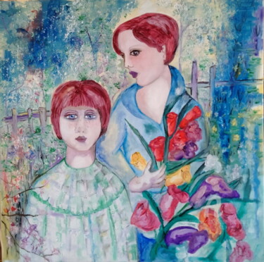 Картина под названием "Jardin pour un rêve…" - Nicole Bachelard, Подлинное произведение искусства, Масло Установлен на Дерев…