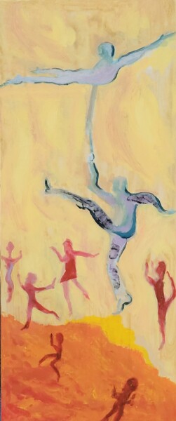 Schilderij getiteld "Equilibre" door Christian Delavelle, Origineel Kunstwerk, Acryl Gemonteerd op Houten paneel