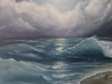 Картина под названием "Ethereal Waves Bene…" - Anton Soldatov, Подлинное произведение искусства, Масло