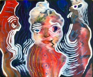 Yüzlerdeki Çizgiler Pintura intitulada "Yüzlerdeki Çizgiler" por Ahmet Öcal, Obras de arte originais, Acrílico