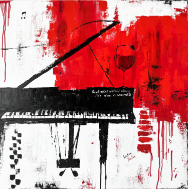 Soul Notes Unfold Slowly Like Wine in Warmth Pittura intitolato "Soul Notes Unfold S…" da Kristina Mallen, Opera d'arte originale, Olio Montato su Telaio per barella in…