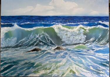 la danse eternelle des vagues de la mer Pittura intitolato "la danse eternelle…" da Tatiana Lashchenkova, Opera d'arte originale, Olio Montato su Telaio per barella…