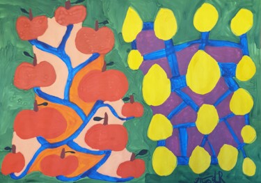Tekening getiteld "Apples and lemons" door Arina Mari, Origineel Kunstwerk, Gouache