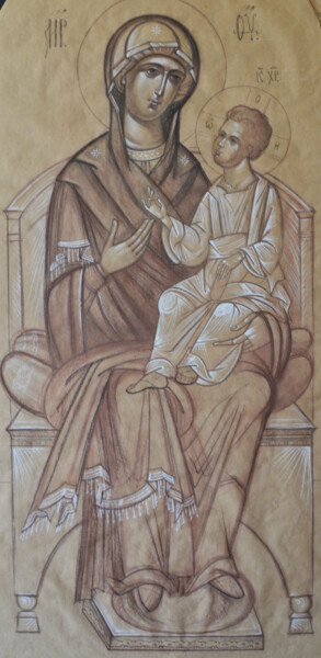Рисунок под названием "Drawing "Icon of Th…" - Tatiana Mcwethy, Подлинное произведение искусства, Пастель