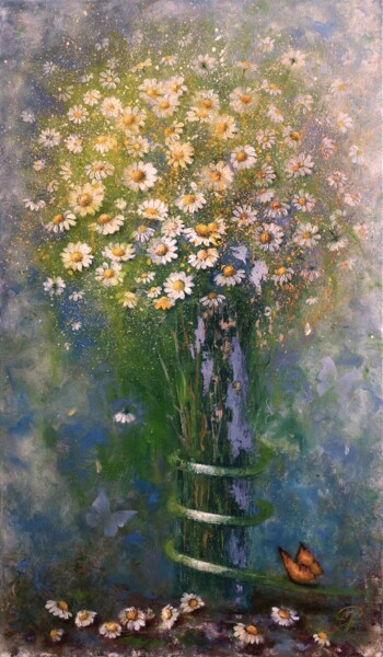 Series: Beloved daisies > Pittura intitolato "Series: Beloved dai…" da Svetlana Petruša, Opera d'arte originale, Olio Montato su Telaio per barella in…