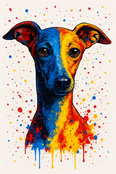 数字艺术 标题为“Colorburst Greyhound” 由Samuel Isuge, 原创艺术品, 数字打印