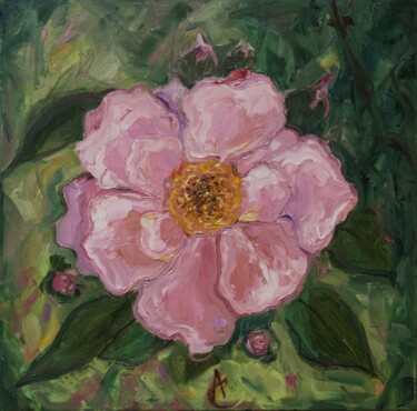 Картина под названием "Pink flower" - Анна Соколан, Подлинное произведение искусства, Масло