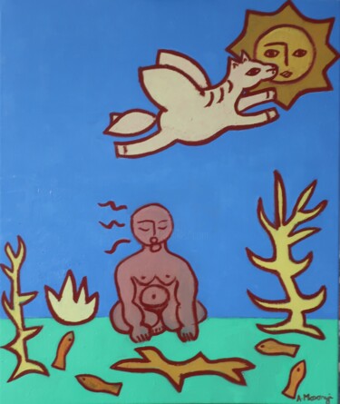 Painting titled "LAST DAYS OF SUMMER" by Adele Mosonyi, Original Artwork, Oil Mounted on Wood Stretcher frame