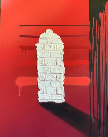 400ml (rouge) Peinture intitulée "400ml (rouge)" par Mickael Bereriche (KESMO), Œuvre d'art originale, Bombe aérosol Monté sur Châssis en…