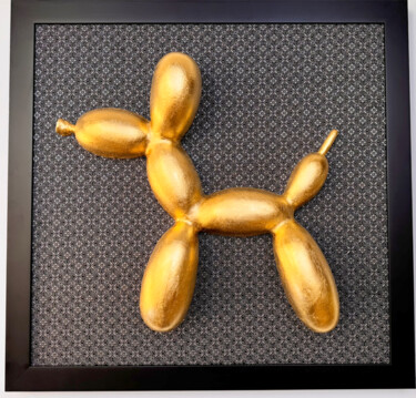 Balloon Dog gold 24 carat 雕塑 标题为“Balloon Dog gold 24…” 由Ondřej Němec, 原创艺术品, 陶瓷 安装在木质担架架上