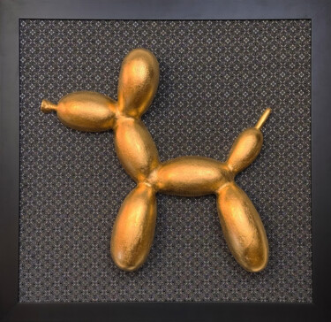Balloon Dog gold 24 carat 雕塑 标题为“Balloon Dog gold 24…” 由Ondřej Němec, 原创艺术品, 陶瓷 安装在木质担架架上