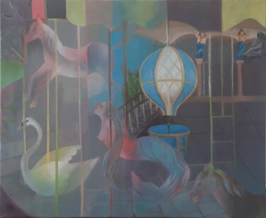 绘画 标题为“Le Manège” 由Nathalie Gautier, 原创艺术品, 油 安装在木质担架架上