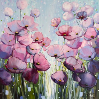Poppies Land 16 Pintura intitulada "Poppies Land 16" por Sandra Gebhardt-Hoepfner, Obras de arte originais, Acrílico Montado em Armação em m…