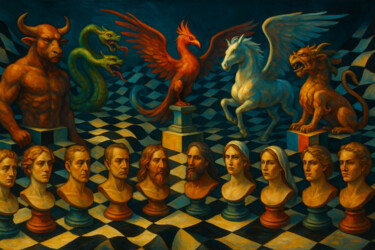 The Sacrificial Line: Humanity at the Edge of the Board 数字艺术 标题为“The Sacrificial Lin…” 由Alberto Capitani, 原创艺术品, AI生成的图像