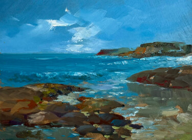 Schilderij getiteld "Sea horizon" door Yuriy Suprunchuk, Origineel Kunstwerk, Olie Gemonteerd op Karton