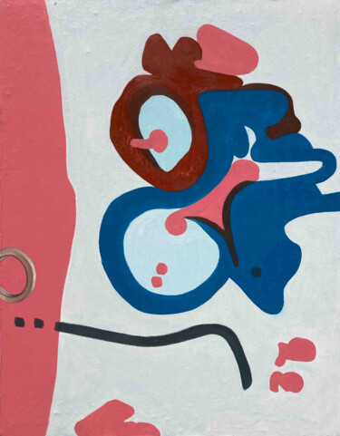 Schilderij getiteld "Chinoiserie" door Coline Montagne, Origineel Kunstwerk, Olie Gemonteerd op Frame voor houten brancard