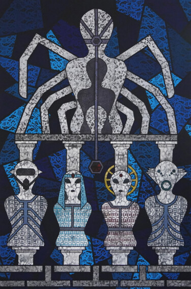 Spider Temple Schilderij getiteld "Spider Temple" door Leonardo Passeri, Origineel Kunstwerk, Acryl Gemonteerd op Houten paneel