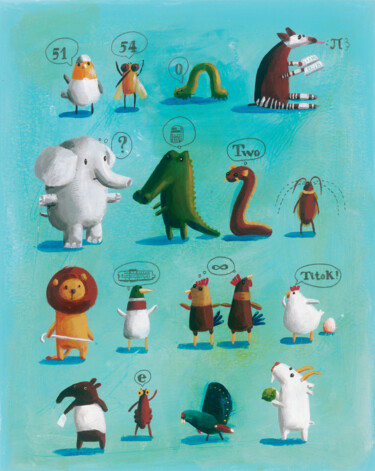 Zoo Math Printmaking titled "Zoo Math" by Mari Takacs, Original Artwork, Digital Print