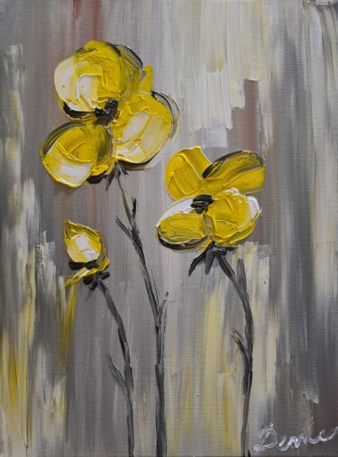 Yellow Flowers – Light and Warmth | Original Oil Painting | Malerei mit dem Titel "Yellow Flowers – Li…" von Diana Encea, Original-Kunstwerk, Öl Auf Keilrahmen aus Holz montiert