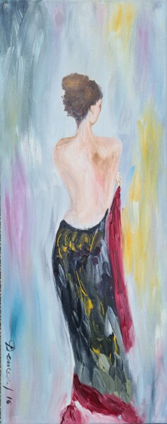 Sensuality | Oil Painting of a Woman with a Bare Back 「Sensuality | Oil Pa…」というタイトルの絵画 Diana Enceaによって, オリジナルのアートワーク, オイル ウッドストレッチャーフレームにマウント