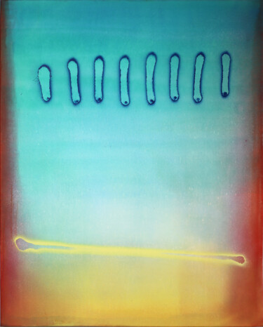Painting titled "Abstract Code – Min…" by Evgenia Makarova, Original Artwork, Acrylic Mounted on Wood Stretcher frame