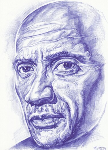 Portrait of Dwayne Johnson "Portrait of Dwayne…" başlıklı Resim Viktoriia Malaniuk tarafından, Orijinal sanat, Tükenmez kalem