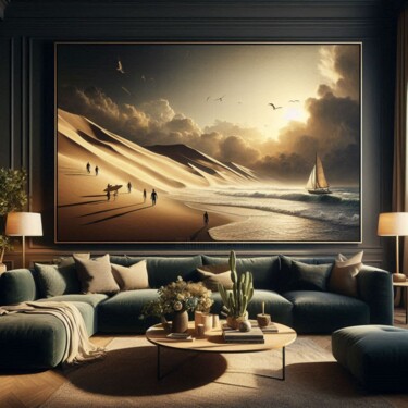 Schilderij getiteld "Dunes du Pilat" door Valérie C, Origineel Kunstwerk, Digitaal Schilderwerk