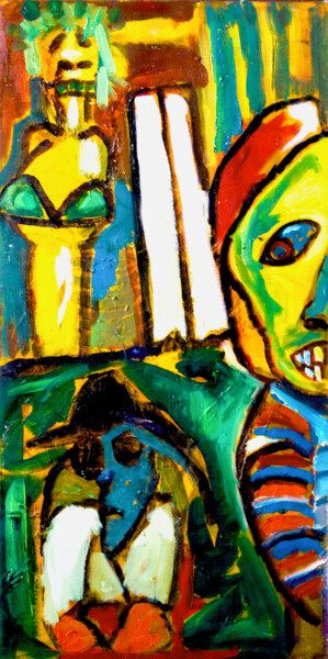 Get Out Of Unhappy 「Get Out Of Unhappy」というタイトルの絵画 Göknil Gümüş Sungurtekinによって, オリジナルのアートワーク, オイル ウッドストレッチャーフレームにマウント