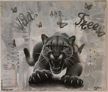 Collages intitulée "Wlid And Free" par Félina, Œuvre d'art originale, Acrylique Monté sur Châssis en bois