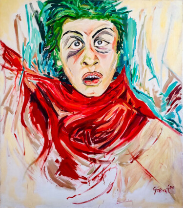 绘画 标题为“Self-portrait II” 由Göknil Gümüş Sungurtekin, 原创艺术品, 油 安装在木质担架架上