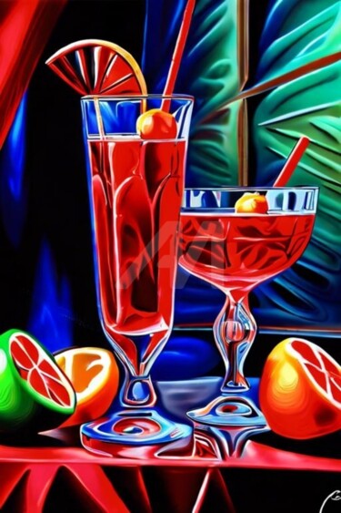 数字艺术 标题为“Cocktail glasses 2” 由Georgii Stepanov, 原创艺术品, 数字油画