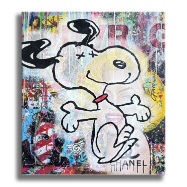 Try Snoopy Peinture intitulée "Try Snoopy" par Gardani, Œuvre d'art originale, Acrylique Monté sur Châssis en bois