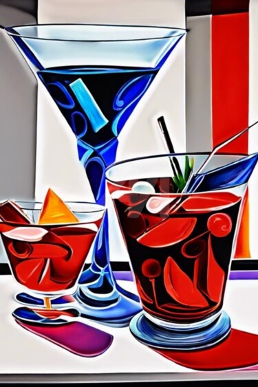 数字艺术 标题为“Cocktail glasses 10” 由Georgii Stepanov, 原创艺术品, 数字油画