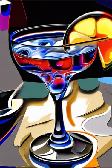 Cocktail glasses 12 Digitale Kunst getiteld "Cocktail glasses 12" door Georgii Stepanov, Origineel Kunstwerk, Digitaal Schilderwerk