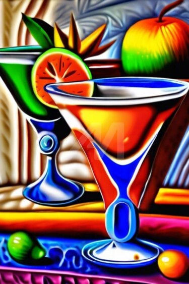 数字艺术 标题为“Cocktail glasses 15” 由Georgii Stepanov, 原创艺术品, 数字油画