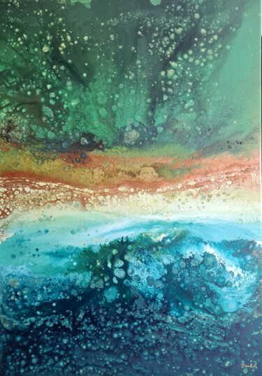 Skydive Painting titled "Skydive" by Eleni Denart, Original Artwork, Acrylic Mounted on Wood Stretcher frame