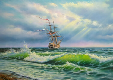Oceanic Journey Awaits Painting titled "Oceanic Journey Awa…" by Sultan Aubekerov, Original Artwork, Oil