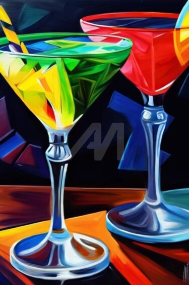 数字艺术 标题为“Cocktail glasses 21” 由Georgii Stepanov, 原创艺术品, 数字油画