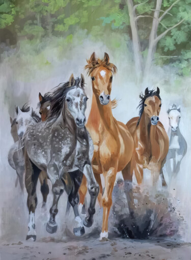 Wild Harmony Pittura intitolato "Wild Harmony" da Sultan Aubekerov, Opera d'arte originale, Olio