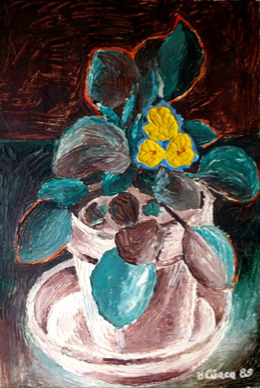Painting titled "Violette africaine" by Slobodan Spasojevic (Spaki), Original Artwork, Oil