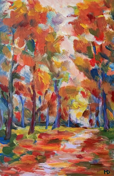 "Autumn Glow" başlıklı Tablo Dilyara Moldabekova tarafından, Orijinal sanat, Akrilik Karton üzerine monte edilmiş