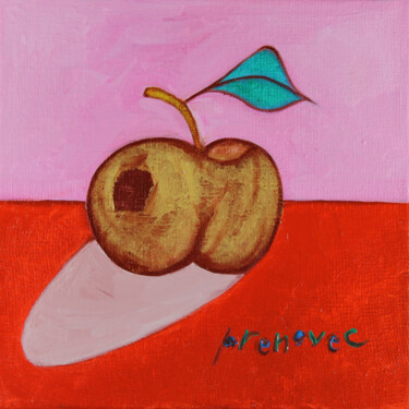 绘画 标题为“Pomme utopique (tra…” 由Raphaël Prenovec, 原创艺术品, 油 安装在木质担架架上