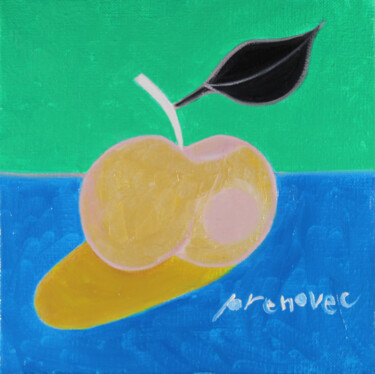 Painting titled "Pomme précieuse (po…" by Raphaël Prenovec, Original Artwork, Oil Mounted on Wood Stretcher frame