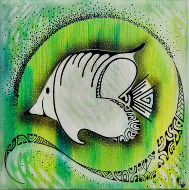 绘画 标题为“ATOTI - POISSON” 由Manon-Océane Bruyère, 原创艺术品, 丙烯 安装在木质担架架上
