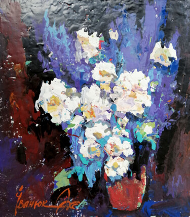 「Morning flowers」というタイトルの絵画 Oksana Ivanyukによって, オリジナルのアートワーク, オイル ウッドストレッチャーフレームにマウント