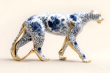 Félin de Porcelaine Arte digital titulada "Félin de Porcelaine" por Frédéric Font (Chroma), Obra de arte original, Pintura Digital Montado en Ba…