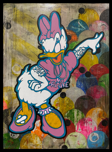 제목이 "PUNK & PINK"인 미술작품 Christelle Riffet (Céhère)로, 원작, 아크릴 나무 들것 프레임에 장착됨