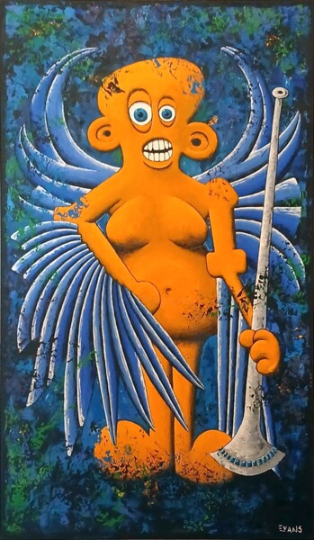 Painting titled "Gabri El – God's St…" by Gregory Evans, Original Artwork, Oil Mounted on Wood Stretcher frame