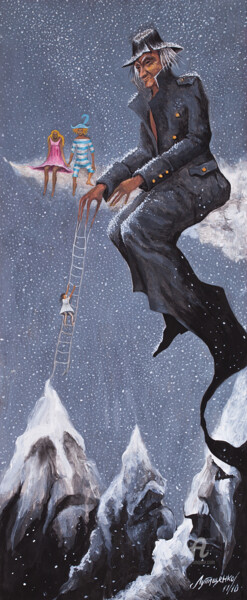 Conqueror of the mountains Pintura intitulada "Conqueror of the mo…" por Iryna Lupashchenko, Obras de arte originais, Guache Montado em Cartão