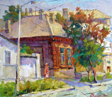 Schilderij getiteld "Streets of old Mari…" door Oksana Ivanyuk, Origineel Kunstwerk, Olie Gemonteerd op Frame voor houten br…